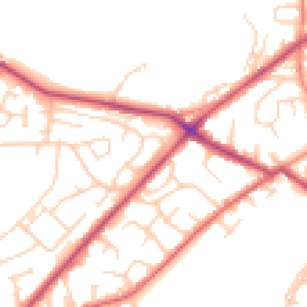 Daytime road noise heatmap for LS13 1AY