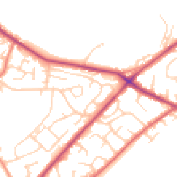 Daytime road noise heatmap for LS13 1AZ