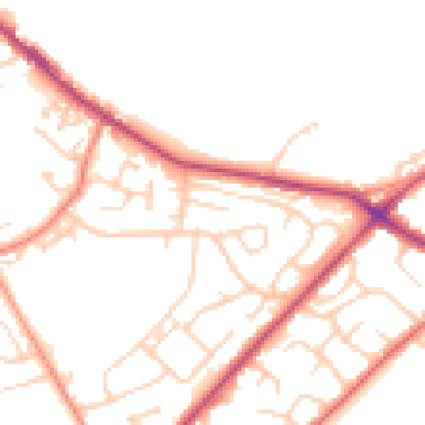 Daytime road noise heatmap for LS13 1BA