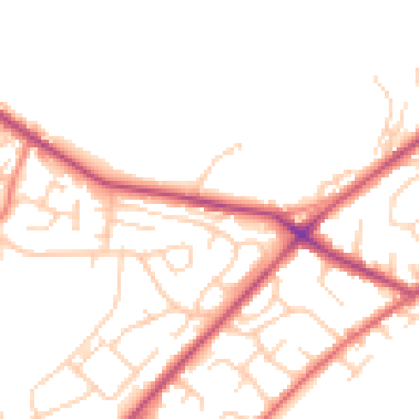 Daytime road noise heatmap for LS13 1BB
