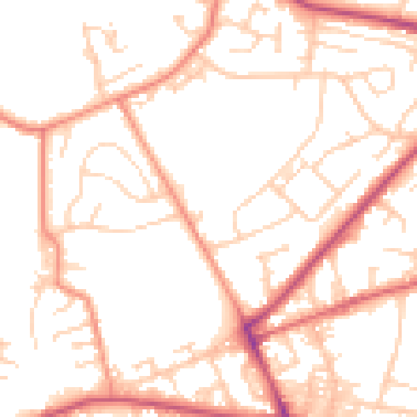 Daytime road noise heatmap for LS13 1BD