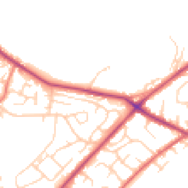 Daytime road noise heatmap for LS13 1BE