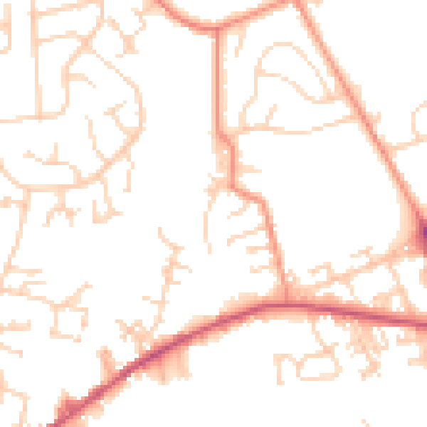 Daytime road noise heatmap for LS13 1BN