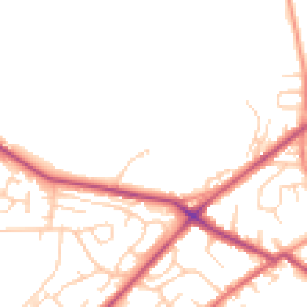 Daytime road noise heatmap for LS13 1BQ