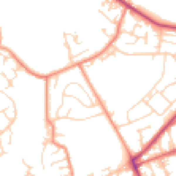 Daytime road noise heatmap for LS13 1BT
