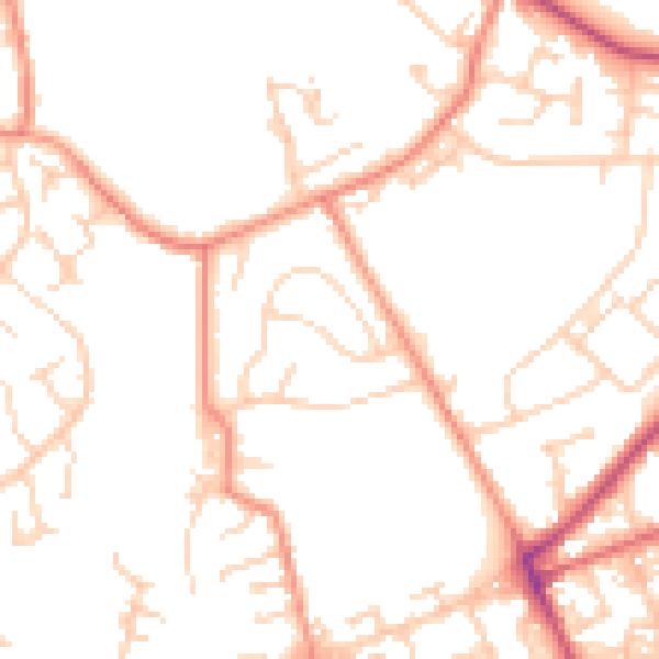 Daytime road noise heatmap for LS13 1BU