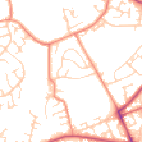 Daytime road noise heatmap for LS13 1BX