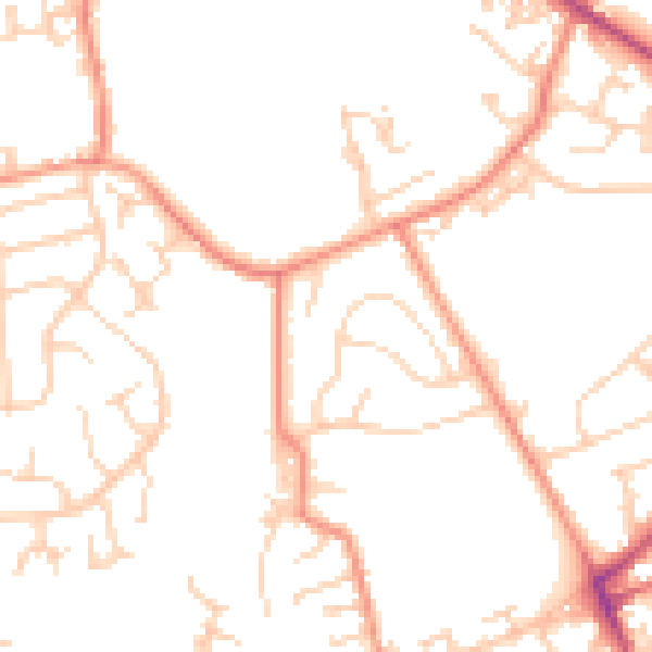 Daytime road noise heatmap for LS13 1BZ