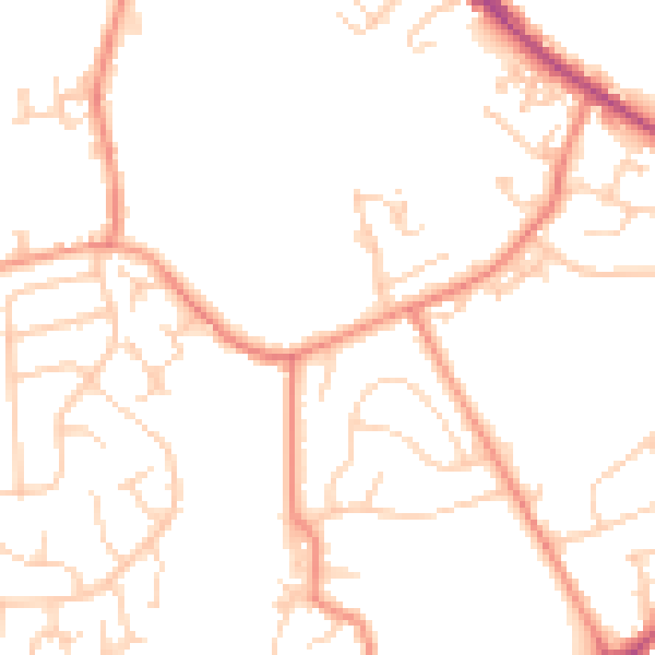 Daytime road noise heatmap for LS13 1DD