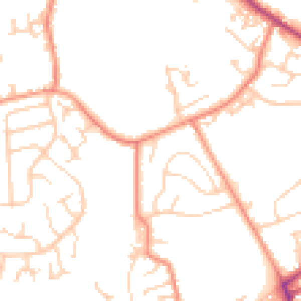 Daytime road noise heatmap for LS13 1DE