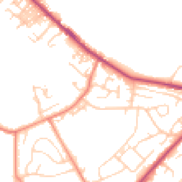 Daytime road noise heatmap for LS13 1DJ