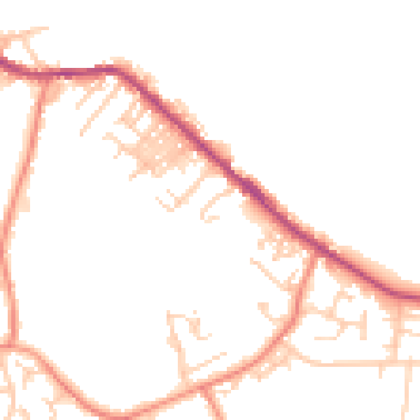 Daytime road noise heatmap for LS13 1DN