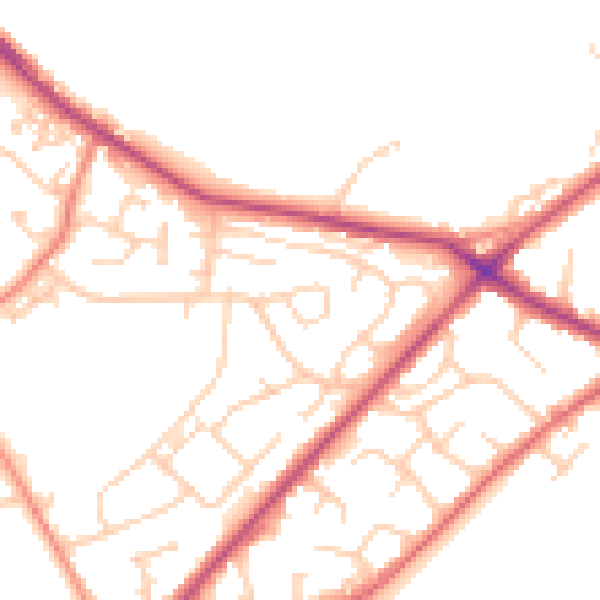 Daytime road noise heatmap for LS13 1HF