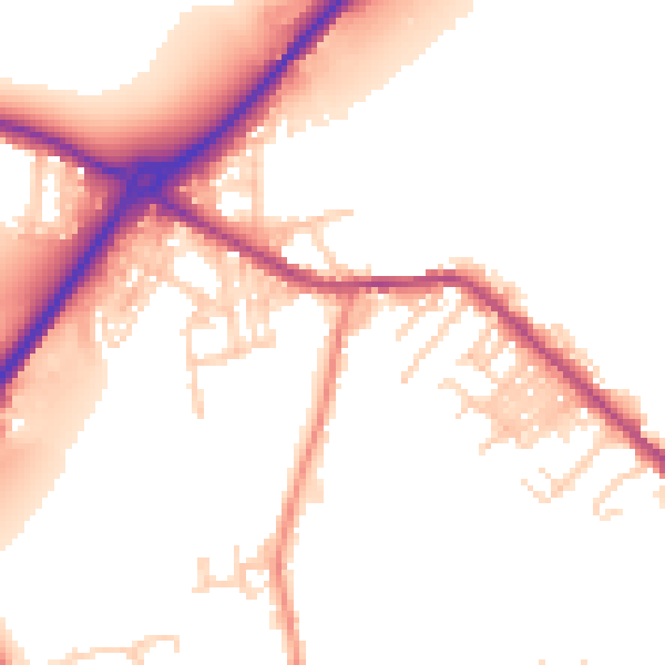 Daytime road noise heatmap for LS13 1HY