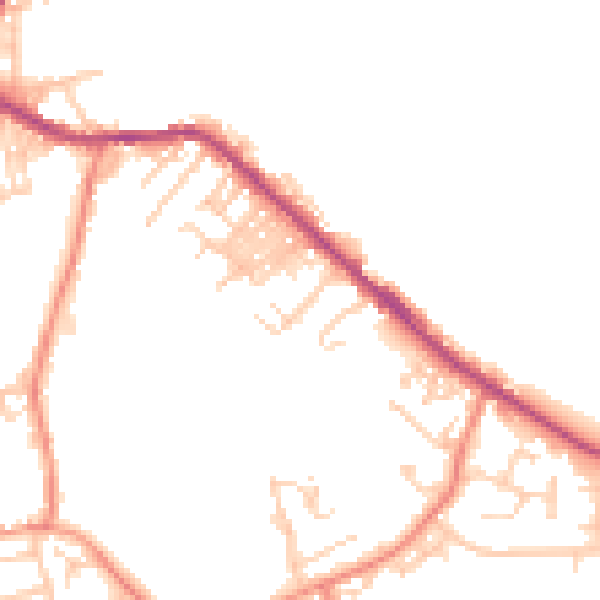 Daytime road noise heatmap for LS13 1JX