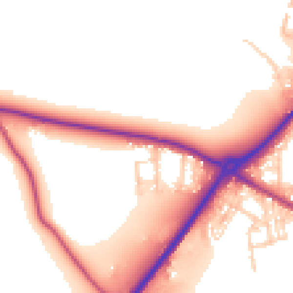 Daytime road noise heatmap for LS13 1ND