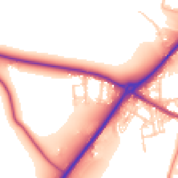 Daytime road noise heatmap for LS13 1NL