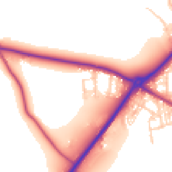 Daytime road noise heatmap for LS13 1NN