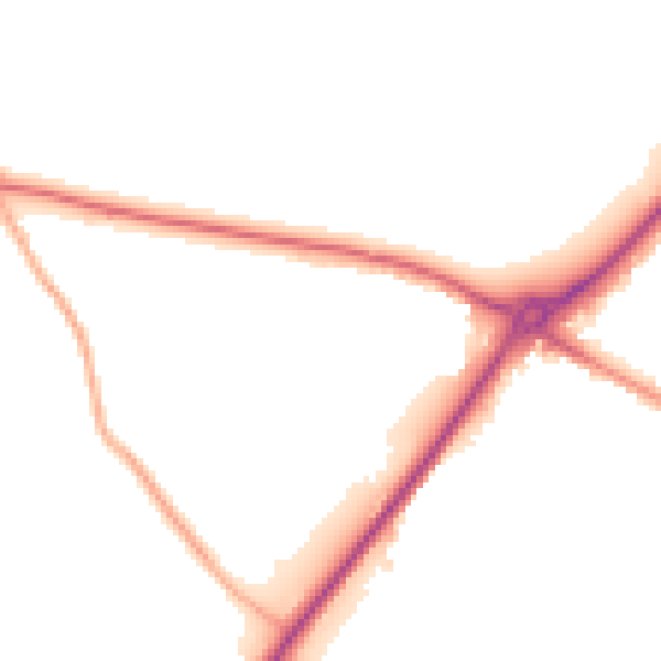 Night-time road noise heatmap for LS13 1NN
