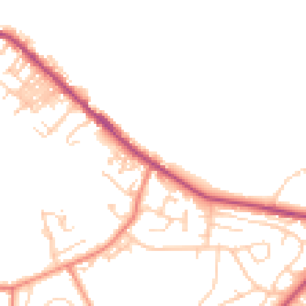 Daytime road noise heatmap for LS13 1NZ