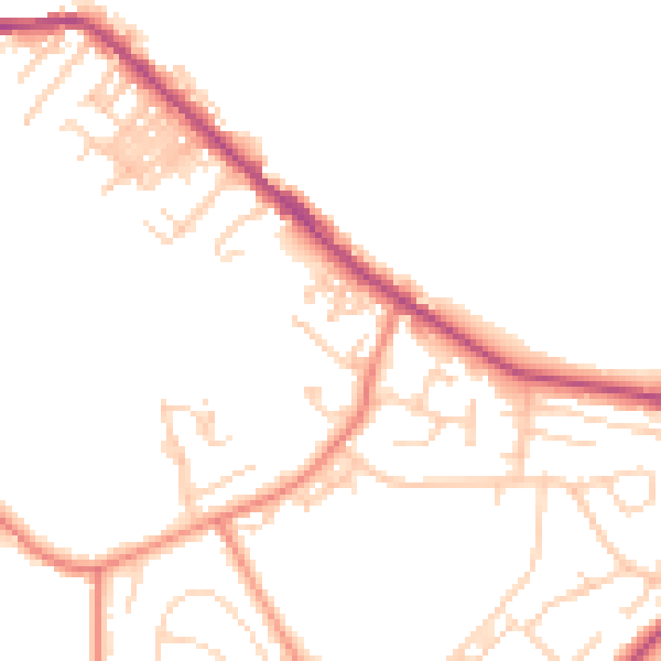 Daytime road noise heatmap for LS13 1PE