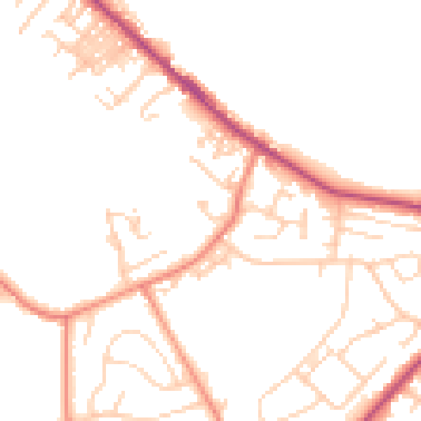 Daytime road noise heatmap for LS13 1PJ