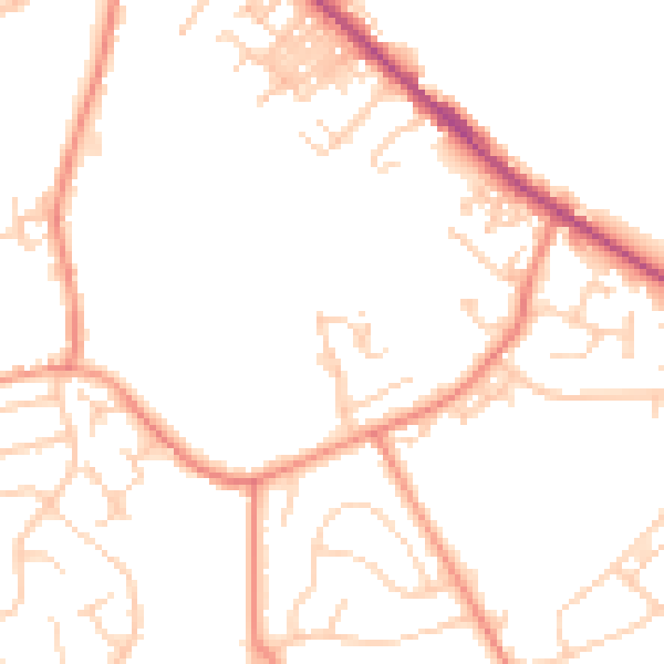 Daytime road noise heatmap for LS13 1PN