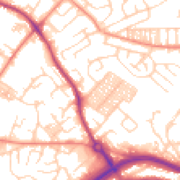 Daytime road noise heatmap for LS13 2BH