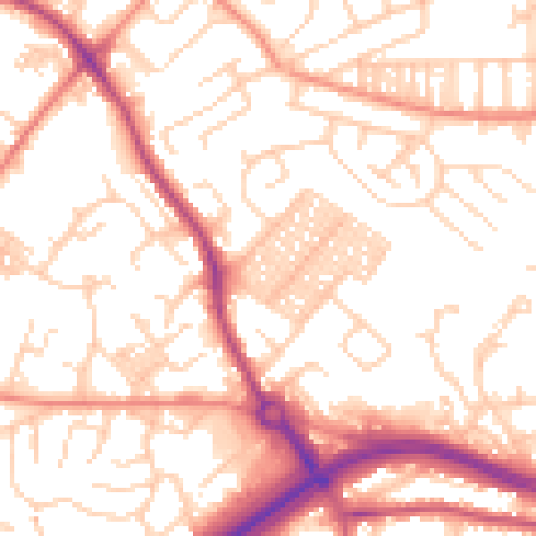 Daytime road noise heatmap for LS13 2BJ