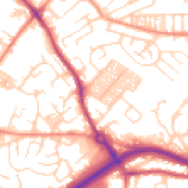 Daytime road noise heatmap for LS13 2BL