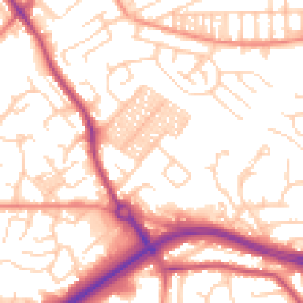 Daytime road noise heatmap for LS13 2BY
