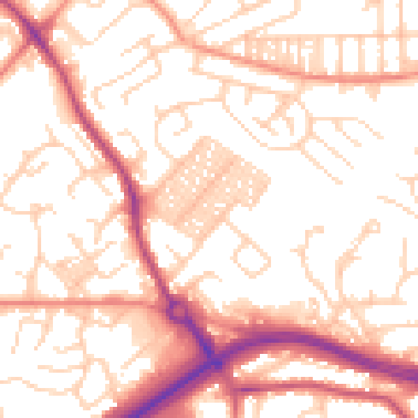 Daytime road noise heatmap for LS13 2DB