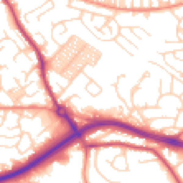 Daytime road noise heatmap for LS13 2DZ