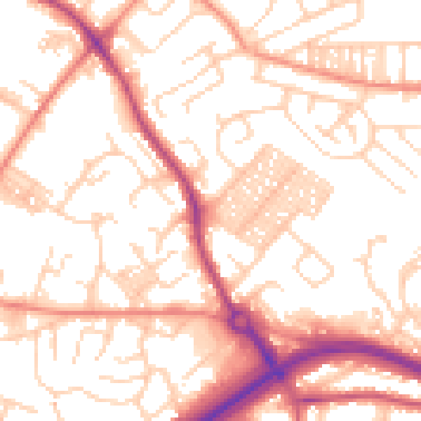 Daytime road noise heatmap for LS13 2EA