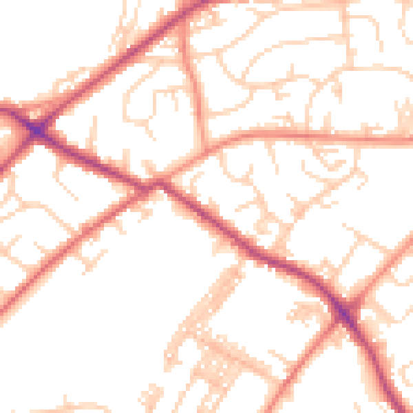 Daytime road noise heatmap for LS13 2EE