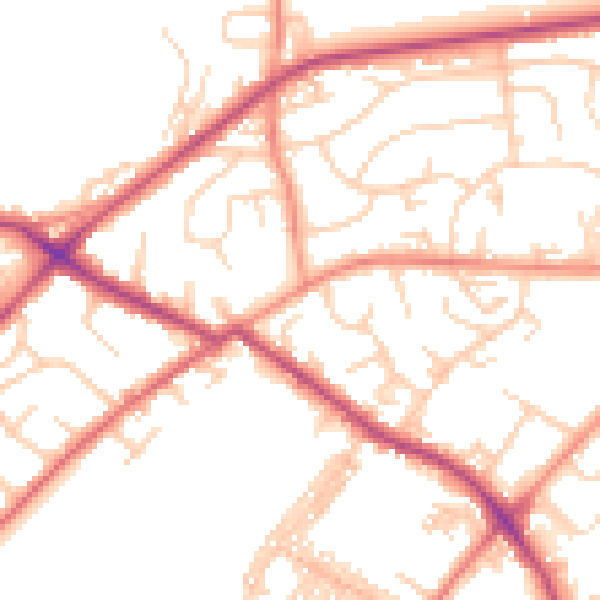 Daytime road noise heatmap for LS13 2EY
