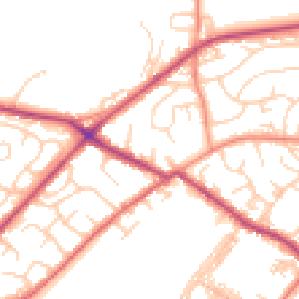 Daytime road noise heatmap for LS13 2HX