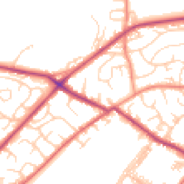 Daytime road noise heatmap for LS13 2HY