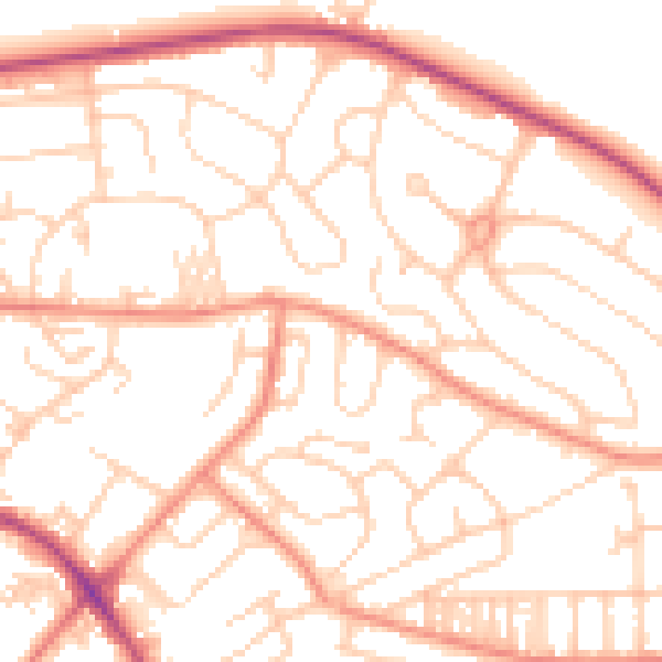 Daytime road noise heatmap for LS13 2JJ