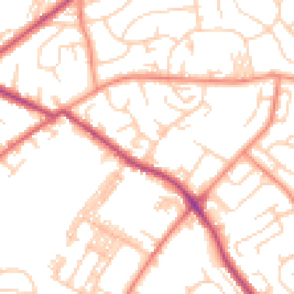 Daytime road noise heatmap for LS13 2LL
