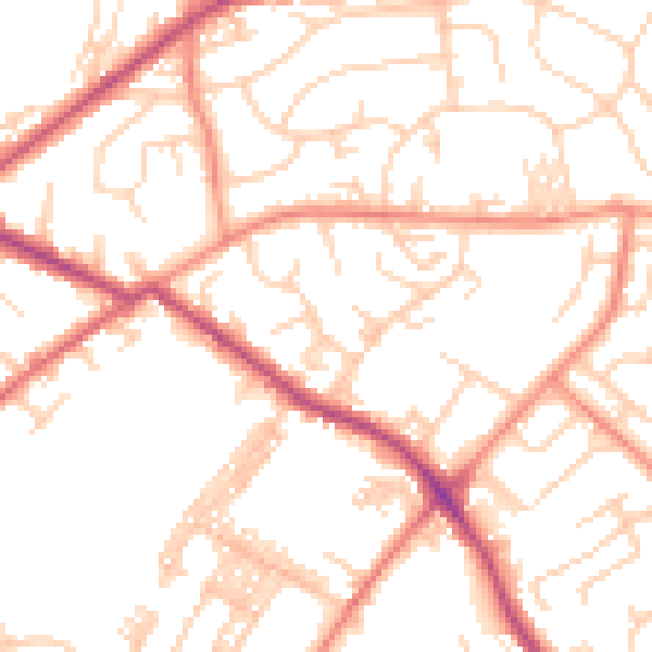 Daytime road noise heatmap for LS13 2LT