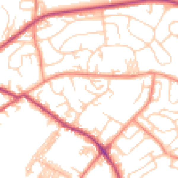 Daytime road noise heatmap for LS13 2ND