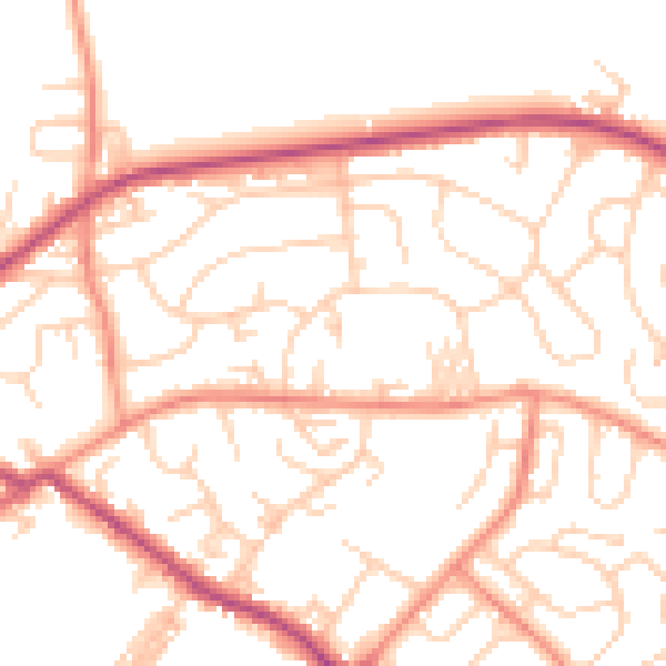 Daytime road noise heatmap for LS13 2NH