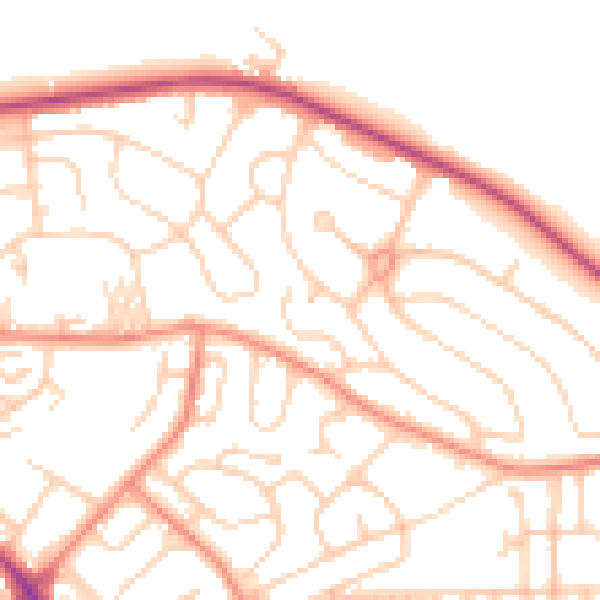 Daytime road noise heatmap for LS13 2PP