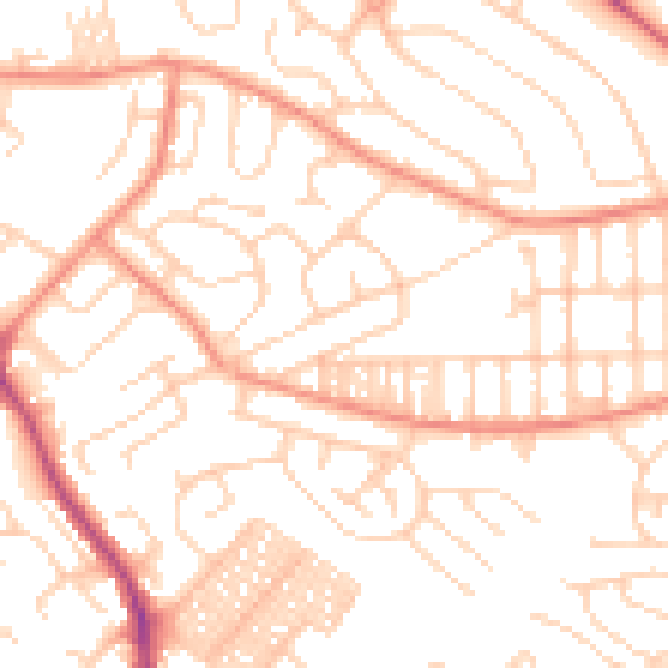 Daytime road noise heatmap for LS13 2RD
