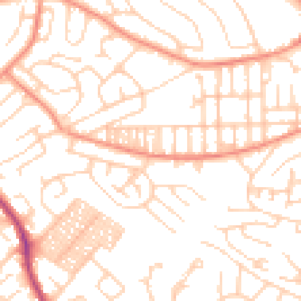 Daytime road noise heatmap for LS13 2RG