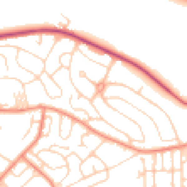 Daytime road noise heatmap for LS13 2SN