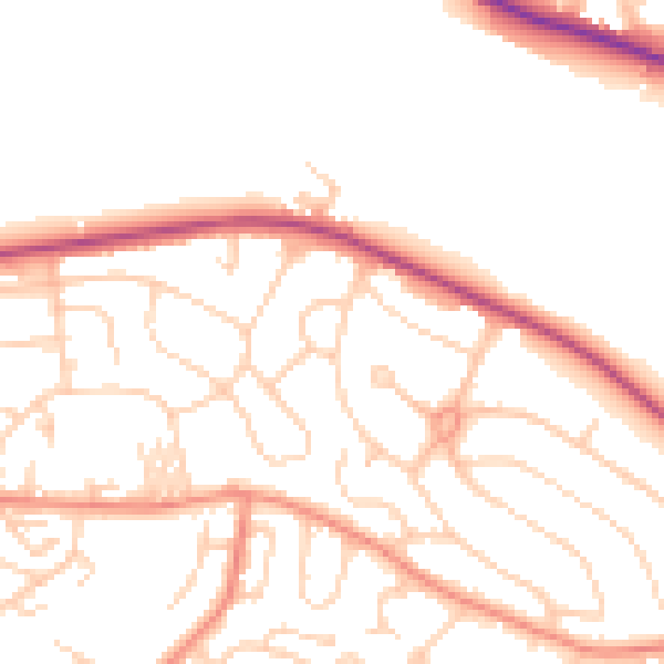 Daytime road noise heatmap for LS13 2SX