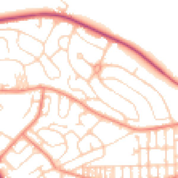 Daytime road noise heatmap for LS13 2TA