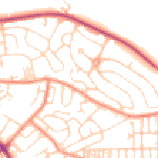 Daytime road noise heatmap for LS13 2UD